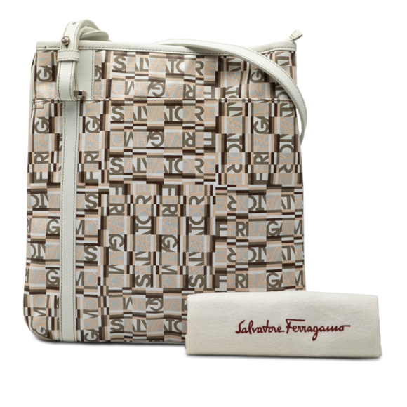 Pre-Loved Ferragamo Coated Canvas Logo Crossbody